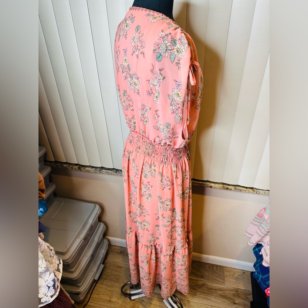 Max Studio Floral Pink Ruffled Tiered Maxi Dress Size XL - Picture 4 of 8